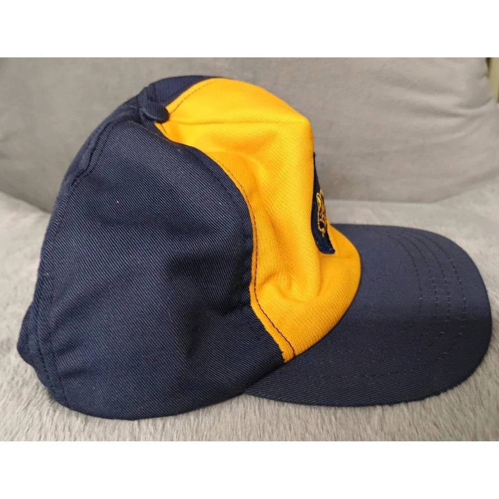 Vintage Boy Cub Scouts Wolf Cubs Snapback Hat Cap S M BSA Yellow Blue USA Made
